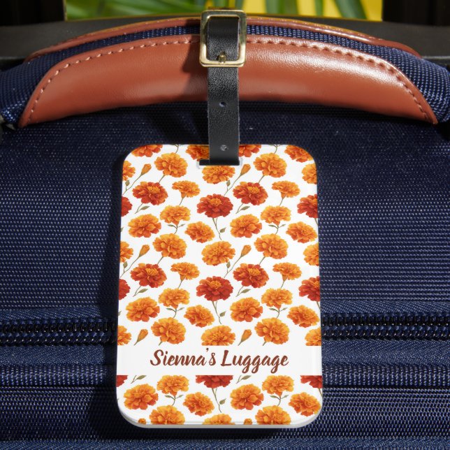 Etiqueta Para Maletas Elegante patrón de Marigold (Anverso In situ 2)