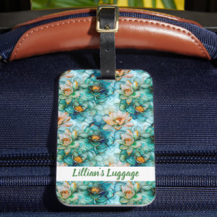 Etiqueta Para Maletas Elegante patrón de nenúfar