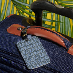 Etiqueta Para Maletas Elegante patrón floral de acuarela azul