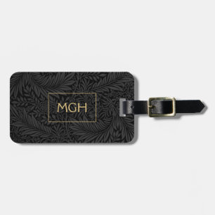 Etiqueta Para Maletas Elegante patrón floral de monograma de oro