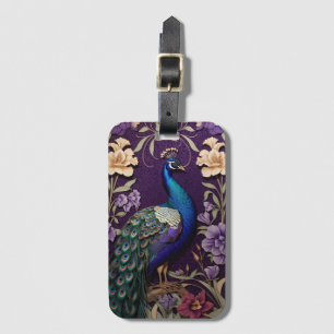 Etiqueta Para Maletas Elegante Pavo Real Sobre El Morado William Morris 