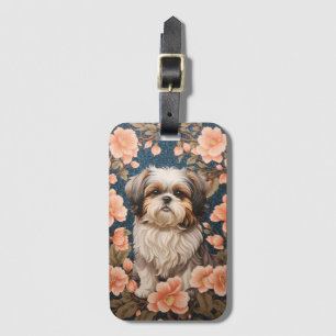 Etiqueta Para Maletas Elegante perro shih tzu William Morris inspirado
