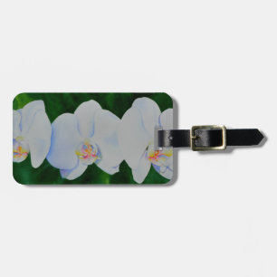Etiqueta Para Maletas Elegante pintura de orquídeas de color blanco trop