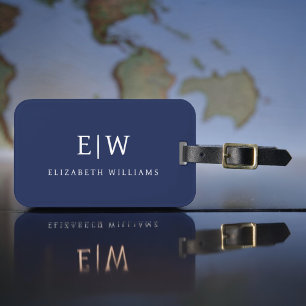 Etiqueta Para Maletas Elegante Profesional Simple Monograma Minimalista