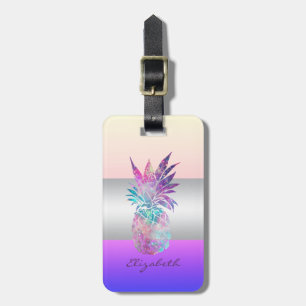 Etiqueta Para Maletas Elegante raya femenina, Piña