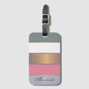 Etiqueta Para Maletas Elegante rayado de color dorado personalizado