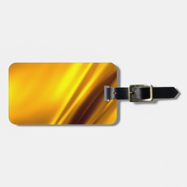 Etiqueta Para Maletas Elegante rayado de satén dorado (Frente Horizontal)