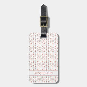 Etiqueta Para Maletas Elegante Relieve metalizado dorado Rosa Flechas tr
