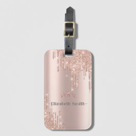 Etiqueta Para Maletas Elegante rosa purpurina, real