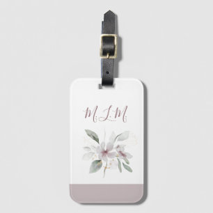 Etiqueta Para Maletas Elegante Rubor Pink Floral Monogramado