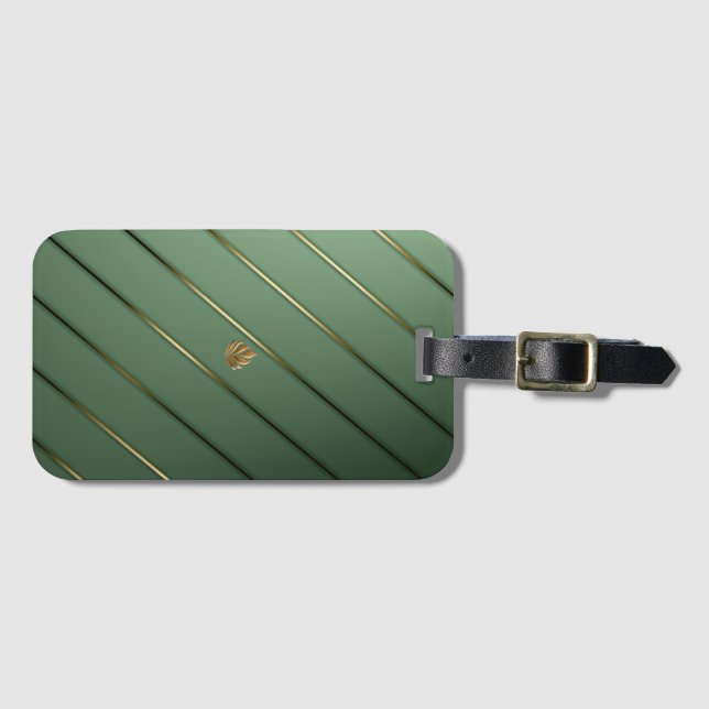 Etiqueta Para Maletas Elegante Sage Green & Gold (Anverso horizontal)