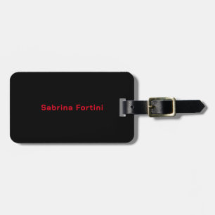 Etiqueta Para Maletas Elegante sencillo blanco negro rojo Minimalista