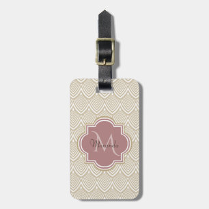 Etiqueta Para Maletas Elegante Tan Arcos Vieiras Mauve Monograma Nombre