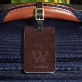 Etiqueta Para Maletas Elegante textura de cuero de vaca marrón oscuro co