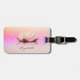 Etiqueta Para Maletas Elegante trendy femenino, Lotus Glitter Bokeh 