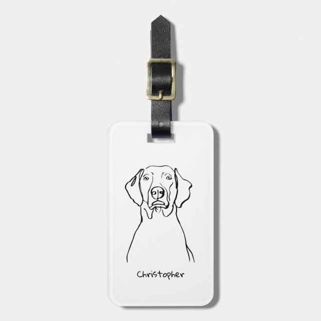 Etiqueta Para Maletas Elegante Weimaraner: Tu texto, tu estilo (Frente Vertical)