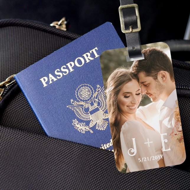 Etiqueta Para Maletas Elegante y elegante foto de boda (Subido por el creador)