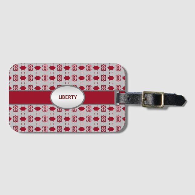 Etiqueta Para Maletas Elegante y hermosa plata y borgoña (Anverso horizontal)