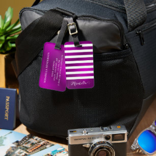 Etiqueta Para Maletas Elegante y personalizado violeta brillante