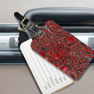Etiqueta Para Maletas elegante y sofisticado rubí de oro rojo burgundy