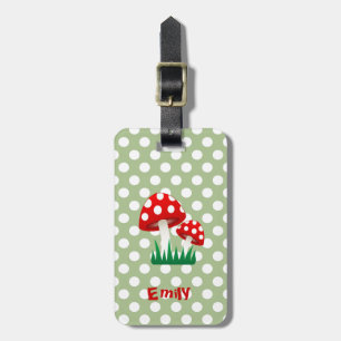 Etiqueta Para Maletas elegantes adorables y divertidos mushrooms polka p