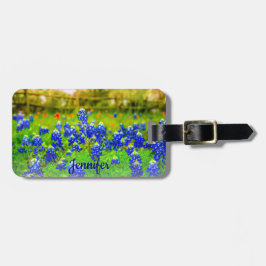 Etiqueta Para Maletas Elegantes flores azules Texas Bluebonnets Moderno
