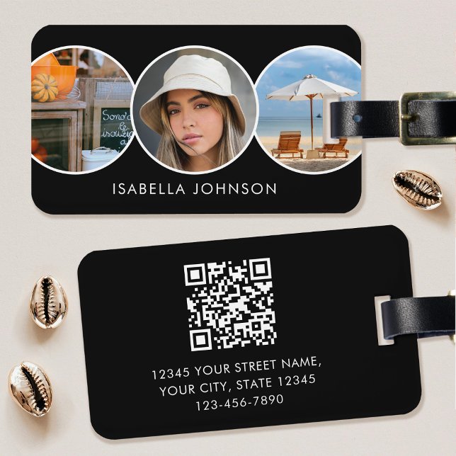 Etiqueta Para Maletas Elegantes fotos Personalizado Código QR Blanco neg (Subido por el creador)