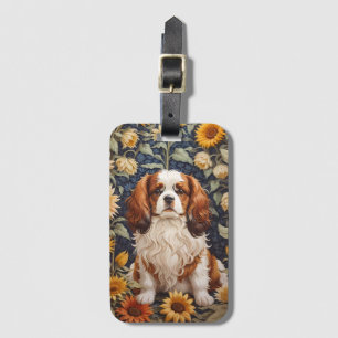 Etiqueta Para Maletas Elegantes girasoles Cavalier King Charles Spaniel