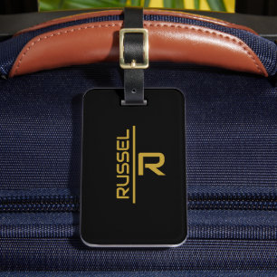 Etiqueta Para Maletas Elegantes Groomsmen Personalizados en Negro y Oro