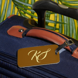 Etiqueta Para Maletas Elegantes iniciales personalizadas marrones monogr