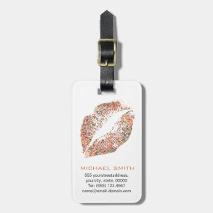 Etiqueta Para Maletas Elegantes Labios Purpurinas #26