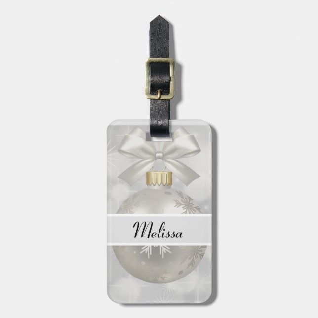 Etiqueta Para Maletas Elegantes Navidades plateados bailan sobre las luc (Frente Vertical)