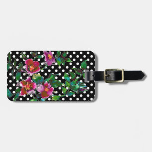 Etiqueta Para Maletas Elegantes rosas magenta rosa retro en acuarela con