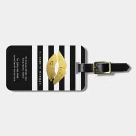 Etiqueta Para Maletas Elegantes tapas de oro con bandas blancas clásicas