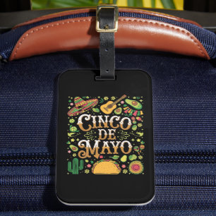 Etiqueta Para Maletas Elementos Divertidos de Fiesta para el Cinco de Ma