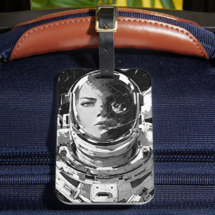 Etiqueta Para Maletas Eleva tu imaginación: llamativo astronauta Chica