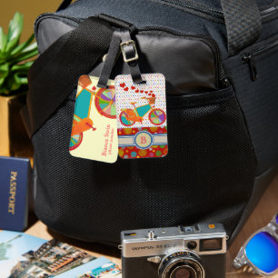 Etiqueta Para Maletas Ella viaja en bicicleta