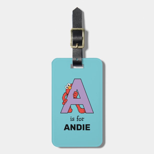 Etiqueta Para Maletas Elmo Alphabet | A Púrpura (Frente Vertical)
