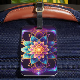 Etiqueta Para Maletas Emblema de Loto - Floral Geométrico Abstracto Vibr