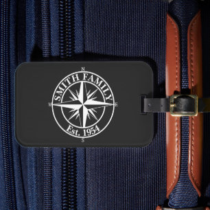 Etiqueta Para Maletas emblema de monograma de estrella de brújula person