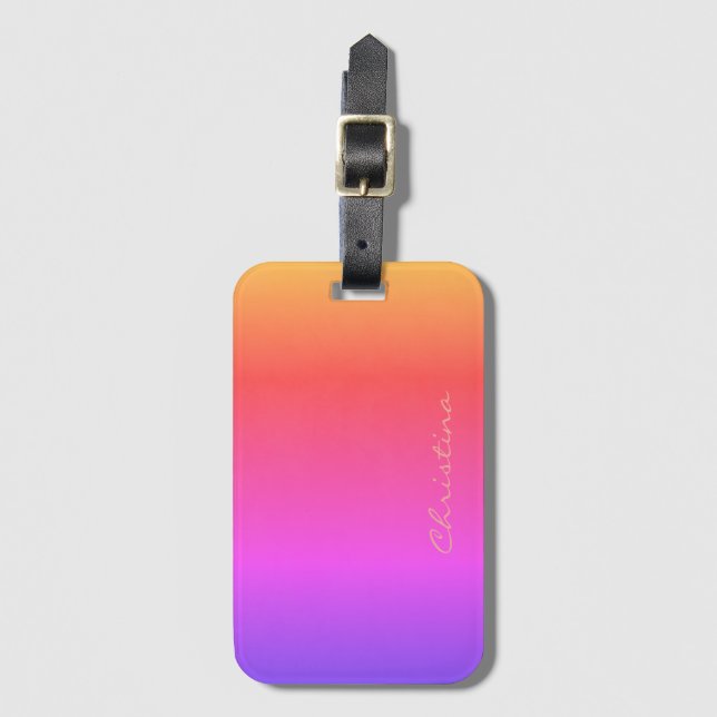 Etiqueta Para Maletas Embrión del atardecer arco iris de firma (Anverso vertical)