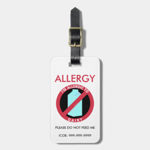 Etiqueta Para Maletas Emergencia de encargo de la alergia de la lechería