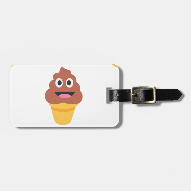 Etiqueta Para Maletas emoji de caca de helado (Frente Horizontal)