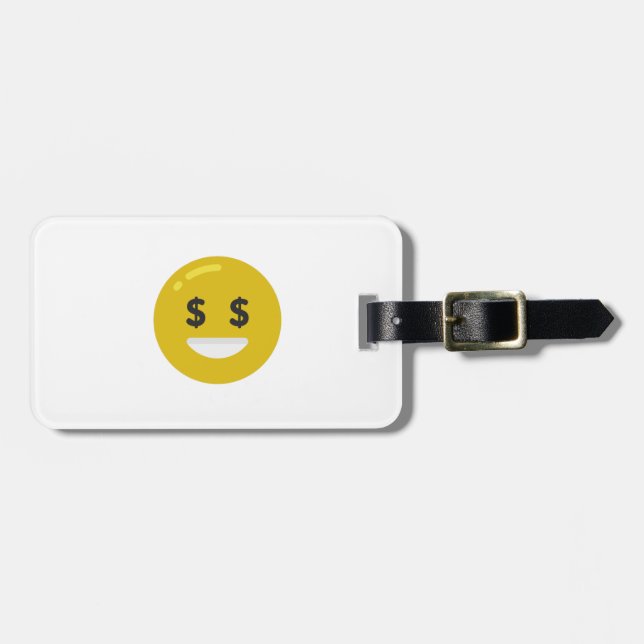 Etiqueta Para Maletas emoji ocular de dinero (Frente Horizontal)