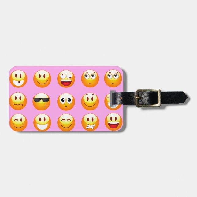 Etiqueta Para Maletas emoji rosa pastel (Frente Horizontal)