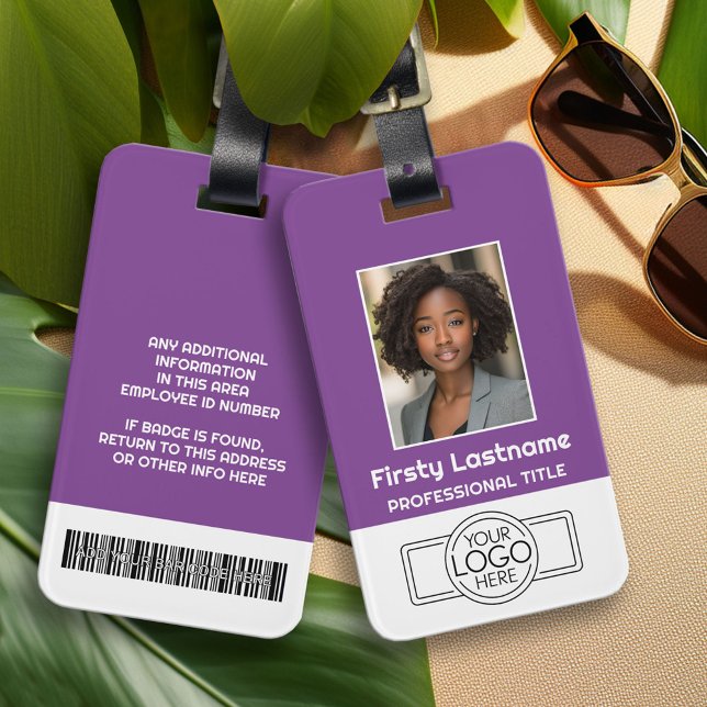 Etiqueta Para Maletas Empleado personalizado - Foto, código de barras, l (Custom Logo Luggage Tag - Company Bag Tag)