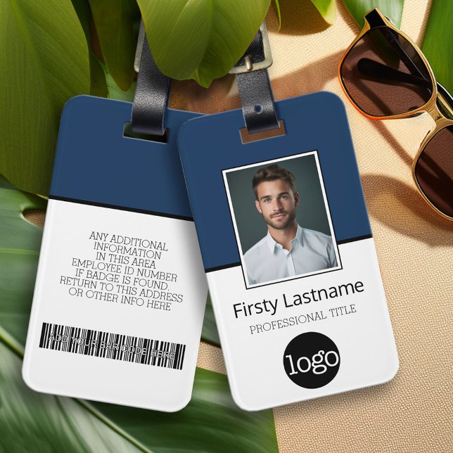 Etiqueta Para Maletas Empleado personalizado - Foto, código de barras, l (Custom Luggage Tag - Personalized Bag Tag)