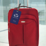 Etiqueta Para Maletas Empresa de negocios blanca y azul de la marina año<br><div class="desc">Esta etiqueta de equipaje es una forma divertida y fácil de personalizar sus bolsas. Decorarlo con el nombre de su empresa, el año establecido y el número de años en servicio. La clásica corona de laurel blanco le dará un toque elegante a cualquier bolso que tome en la carretera. Fondo...</div>