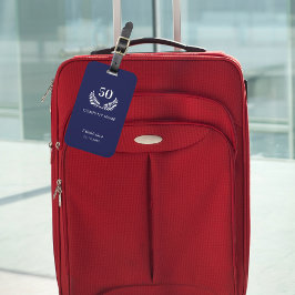 Etiqueta Para Maletas Empresa de negocios blanca y azul de la marina año