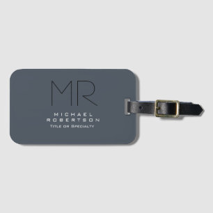 Etiqueta Para Maletas Encantador Monograma moderno Gris limpio